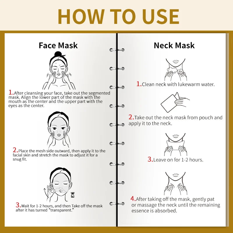 Bio Collagen Wrinkles Face and Neck Mask Set - Overnight Firming Lift Moisturizing Anti-Aging Skin Care Kit for Facial & Neck