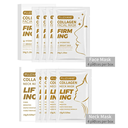 Bio Collagen Wrinkles Face and Neck Mask Set - Overnight Firming Lift Moisturizing Anti-Aging Skin Care Kit for Facial & Neck