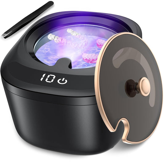 Retainer Cleaner Machine -  LED Light Dental Cleaner for Dentures, Aligner, Invisalignmouth Guard, Night Guard Cleaner